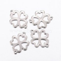 304 Stainless Steel Links connectors, Hollow Clover, Stainless Steel Color, 21x16.5x1mm, Hole: 1.5mm(STAS-L200-18P)