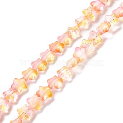 Transparent Glass Beads Strand, with Glitter Powder, Star, Wheat, 7.5~8x8.3x4mm, Hole: 0.7~1mm(X1-GLAA-F112-04I)