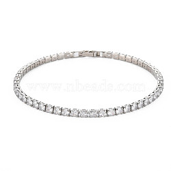 Clear Cubic Zirconia Tennis Bracelet, Brass Cubic Zirconia Link Chain Bracelet for Women, Cadmium Free & Nickel Free & Lead Free, Platinum, Inner Diameter: 2-1/4 inch(5.8cm)(BJEW-N241-001A-01P-NR)