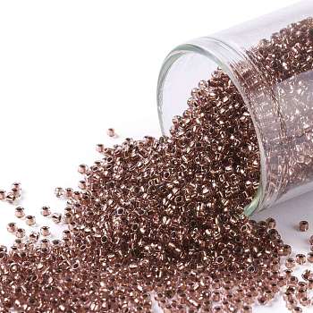 TOHO Round Seed Beads, Japanese Seed Beads, (746) Copper Lined Light Amethyst, 15/0, 1.5mm, Hole: 0.7mm, about 15000pcs/50g