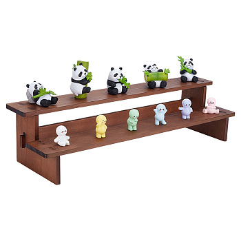 2-Layer Wood Model Toy Assembled Holder, Rectangle, Saddle Brown, Finished Product: 39.7x11.8x9.6cm