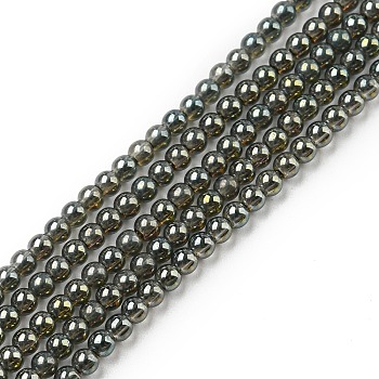 Electroplate Glass Beads Strands, Full Rainbow Plated, Round, Gray, 2.3mm, Hole: 0.3mm, about 180~183pcs/strand, 14.09~14.33''(35.8~36.4cm)
