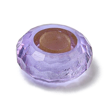 Glass European Beads, Large Hole Beads, Wheel, Faceted, Violet, 14.5x6.4mm, Hole: 5.7mm