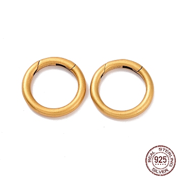 925 Sterling Silver Spring Gate Rings, Antique Golden, 16.5x2mm, Inner Diameter: 12mm
