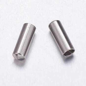 304 Stainless Steel Cord Ends, End Caps, Column, Stainless Steel Color, 7x2.5mm, Inner Diameter: 2mm