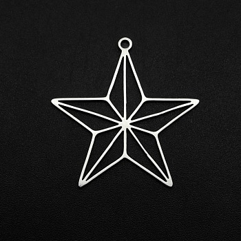 201 Stainless Steel Pendants, Laser Cut, Geometry Star, Stainless Steel Color, 30.5x29.5x1mm, Hole: 1.6mm