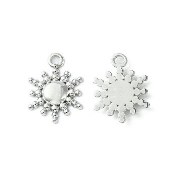 304 Stainless Steel Charms, Sun Charms, Stainless Steel Color, 14.5x12x1.5mm, Hole: 1.6mm