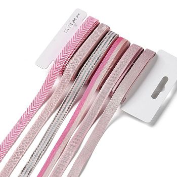 18 Yards 6 Styles Polyester Ribbon, for DIY Handmade Craft, Hair Bowknots and Gift Decoration, Pink Color Palette, Pale Violet Red, 3/8~1/2 inch(9~12mm), about 3 yards/style