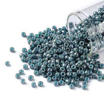 TOHO Round Seed Beads, Japanese Seed Beads, (1208) Opaque Blue Marbled, 8/0, 3mm, Hole: 1mm, about 1110pcs/50g