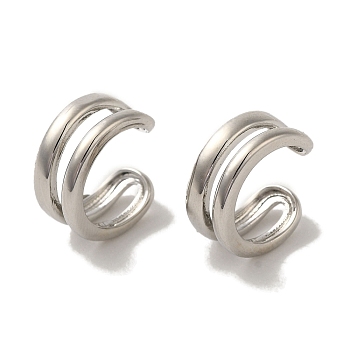 Rack Plating Brass Clip-on Earrings, Long-Lasting Plated, Lead Free & Cadmium Free, Platinum, 13~14x6mm