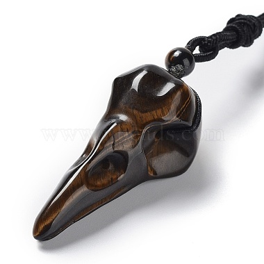 Collier avec pendentif en forme d'oeil de tigre naturel(NJEW-H009-01-05)-2