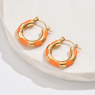 Orange Ring 304 Stainless Steel Earrings
