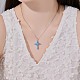 Cross Rhodium Plated 925 Sterling Silver Pendant Necklaces(NJEW-P292-03P)-2