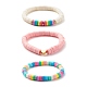 Perles heishi en argile polymère faites à la main ensemble de bracelets pour enfants extensibles(BJEW-JB07429-02)-1
