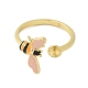 Bees Brass Enamel Cuff Ring Settings(KK-K297-04G)-2