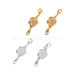 10 Sets 2 Colors Zinc Alloy Magnetic Clasps, with Lobster Clasps, Extender for Jewelry Making, Rose, Mixed Color, 38x11x6mm, Hole: 2mm, 5set/color(PALLOY-CJ0001-139)