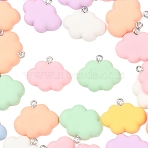 30Pcs Opaque Resin Pendants, Cloud, with Platinum Iron Loop, Mixed Color, 20x25.5x4.5mm, Hole: 2mm(RESI-YW0005-33)