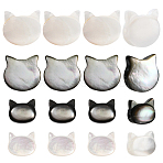 16Pcs 4 Styles Natural White Shell & Black Lip Shell Beads, Cat Head, 6~10x7~10x3~4mm, Hole: 0.8~0.9mm, 4pcs/style(SSHEL-SC0001-35)