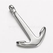 304 Stainless Steel Pendants, Anchor, Stainless Steel Color, 39x25.5x7mm, Hole: 4.5mm(STAS-D166-35P)