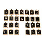 304 Stainless Steel Pendants, with Enamel, Golden, Rectangle with Letter Charm, Letter A~Z, 17.5x12x1.5mm, Hole: 1.5mm, , 26pcs/set(STAS-K265-11G)