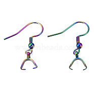 Ion Plating(IP) Rainbow Color 304 Stainless Steel Hooks, Ear Wire, with Ice Pick Pinch Bails, 27x20mm, 21 Gauge, Pin: 0.7mm(STAS-N092-163M)