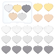 BENECREAT 30Pcs 5 Color Brass Pendants, Stamping Blank Tag, Heart, Mixed Color, 18.5x20x1mm, Hole: 1.5mm, 6pcs/color(KK-BC0001-71)