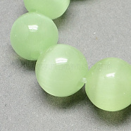 Cat Eye Beads Strands, Round, Pale Green, 6mm, Hole: 1mm, about 66pcs/strand, 14 inch(X-CE-R002-6mm-02)