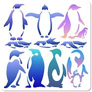 PET Plastic Hollow Out Drawing Painting Stencils Templates, Square, Penguin, 300x300mm(DIY-WH0244-281)