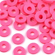 Handmade Polymer Clay Beads, for DIY Jewelry Crafts Supplies, Disc/Flat Round, Heishi Beads, Camellia, 8x1mm, Hole: 2mm, about 13000pcs/1000g(CLAY-Q251-8.0mm-77)