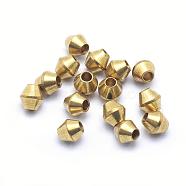 Brass Spacer Beads, Lead Free & Cadmium Free & Nickel Free, Bicone, Raw(Unplated), 4x4mm, Hole: 1.5mm(KK-A143-56C-RS)