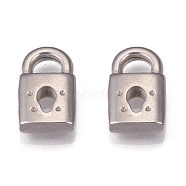 Tarnish Resistant 304 Stainless Steel Pendant, Padlock, Stainless Steel Color, 13x8x3mm, Hole: 3x4mm(STAS-H109-27D-P)