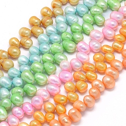 Dyed Natural Cultured Freshwater Pearl Beads Strands, Potato, Mixed Color, 11~12x8~9mm, Hole: 0.8mm, about 58pcs/strand, 14.9 inch~15.7 inch(38~40cm)(PEAR-L021-06-01)