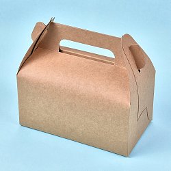 Foldable Kraft Paper Box, Gift Packing Box, Bakery Cake Cupcake Box Container, Rectangle, BurlyWood, Unfold: 43.3x28.5x0.03cm, Finished Product: 16.2x9.2x15cm(CON-K006-01B-01)