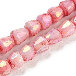 Electroplate Glass Beads Strand, AB Color Plated, Imitation Jade, Faceted, Bell, Pale Violet Red, 4~4.5mm, Hole: 0.8mm, about 80pcs/strand, 12.83''(32.6cm)(GLAA-G088-03-01G)
