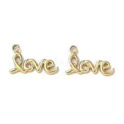 304 Stainless Steel Charms, Word Love Charm, Real 18K Gold Plated, 7x11.5x1mm, Hole: 1mm(STAS-H185-10G)