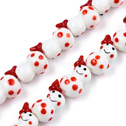 Handmade Lampwork Beads Strands, Snowman, Dark Red, 22x15x13mm, Hole: 1.5mm, about 25pcs/strand, 19.29 inch(49cm)(LAMP-N021-43G)