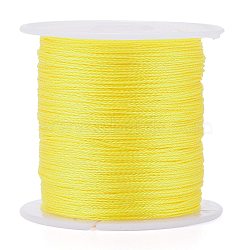 Polyester Braided Metallic Thread, for DIY Braided Bracelets Making and Embroidery, Yellow, 0.4mm, 6-Ply, about 54.68 yards(50m)/roll(OCOR-I007-B-13)