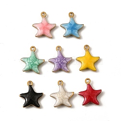 304 Stainless Steel Enamel Charms, Golden, Mixed Color, Starfish, 11.5x10x2mm, Hole: 1mm(X-STAS-P405-01D-G)