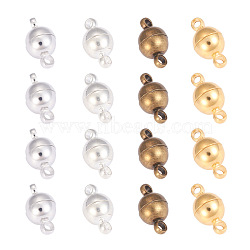 Brass Magnetic Clasps with Loops, Round, Mixed Color, 11.5x6mm, Hole: 1.6mm(KK-YW0001-16A)