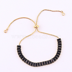 Tennis Bracelet, Golden Brass Link Chains Slider Bracelet for Women, Black, No Size(WG7012-7)