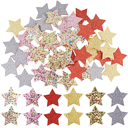 Gorgecraft 60Pcs 6 Colors PU Ornament Accessories, with Glitter Powder, Star, Mixed Color, 30x32.5x2.5mm, 10pcs/color(DIY-GF0007-40)