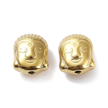 Ion Plating(IP) 304 Stainless Steel Beads, Buddha Head, Real 18K Gold Plated, 11x9x6mm, Hole: 1.2mm