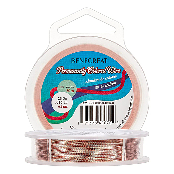 BENECREAT 3 Strands Copper Craft Wire, Long-Lasting Plated, Twisted Round, Red Copper, 26 Gauge, 0.4mm, about 50m/roll
