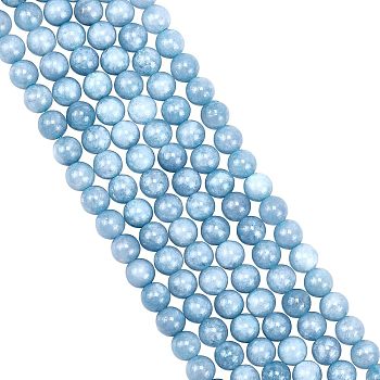 3 Strands Natural Chalcedony Beads Strands, Imitation Aquamarine, Dyed & Heated, Round, 6~7mm, Hole: 1mm, about 60~67pcs/strand, 15.7 inch