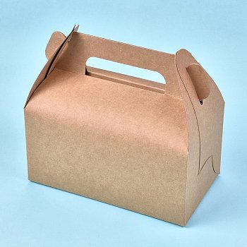 Foldable Kraft Paper Box, Gift Packing Box, Bakery Cake Cupcake Box Container, Rectangle, BurlyWood, Unfold: 43.3x28.5x0.03cm, Finished Product: 16.2x9.2x15cm