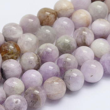 Natural Kunzite Beads Strands, Spodumene Beads, Round, Grade AB, 8~8.5mm, Hole: 1mm, about 51pcs/strand, 15.7 inch(40cm)