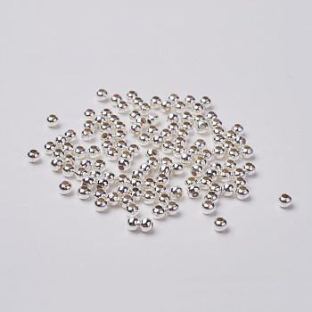 Iron Spacer Beads, Lead Free, Round, Silver, 3.2mm, Hole: 1mm
