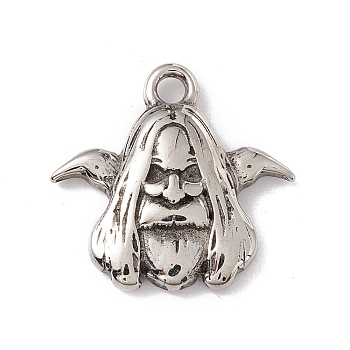 304 Stainless Steel Pendant, Elf, Antique Silver, 19x19.5x3mm, Hole: 2mm