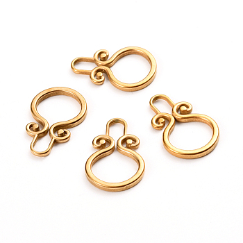Ion Plating(IP) 304 Stainless Steel Toggle Clasps Parts, Ring, Golden, 22.5x15x2mm, Hole: 6x3.5mm, inner diameter: 11mm