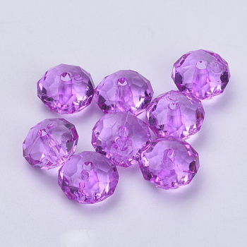 Transparent Acrylic Beads, Faceted, Rondelle, Dark Violet, 10x6mm, Hole: 1.6mm, about 1290pcs/500g